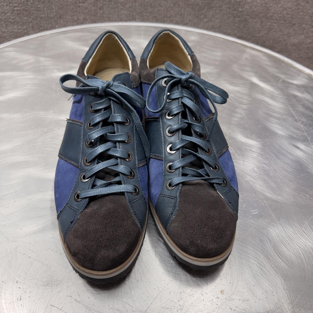 Benson Shoes Mens Size 10 Blue Gray Suede Leather Colorblock Casual Sneakers